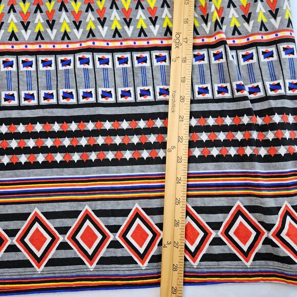 Ali Miles Printed Aztec Geometric Tunic Blouse Size Large Matte Jersey Stretch - Picture 13 of 13